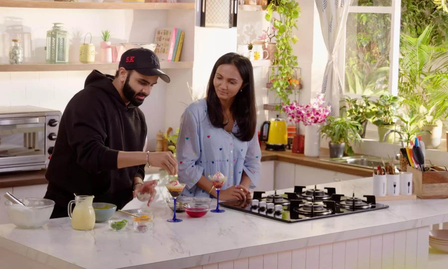 Dia Mirza on the cover and chef Sanjyot Keer in our kitchen studio, its beginning to get hot in here Dia Mirza on the cover and chef Sanjyot Keer in our kitchen studio, its beginning to get hot in here