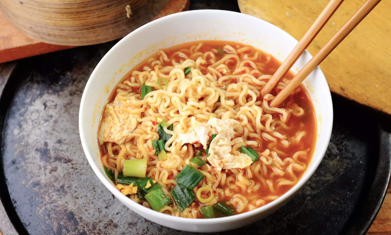 Quick and healthy chicken ramen noodle soup