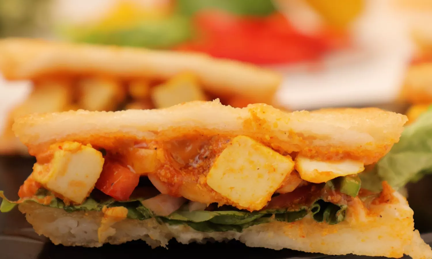 Crispy Rice Cake Paneer Masala