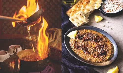 Harissa fiery finish, served with tchot