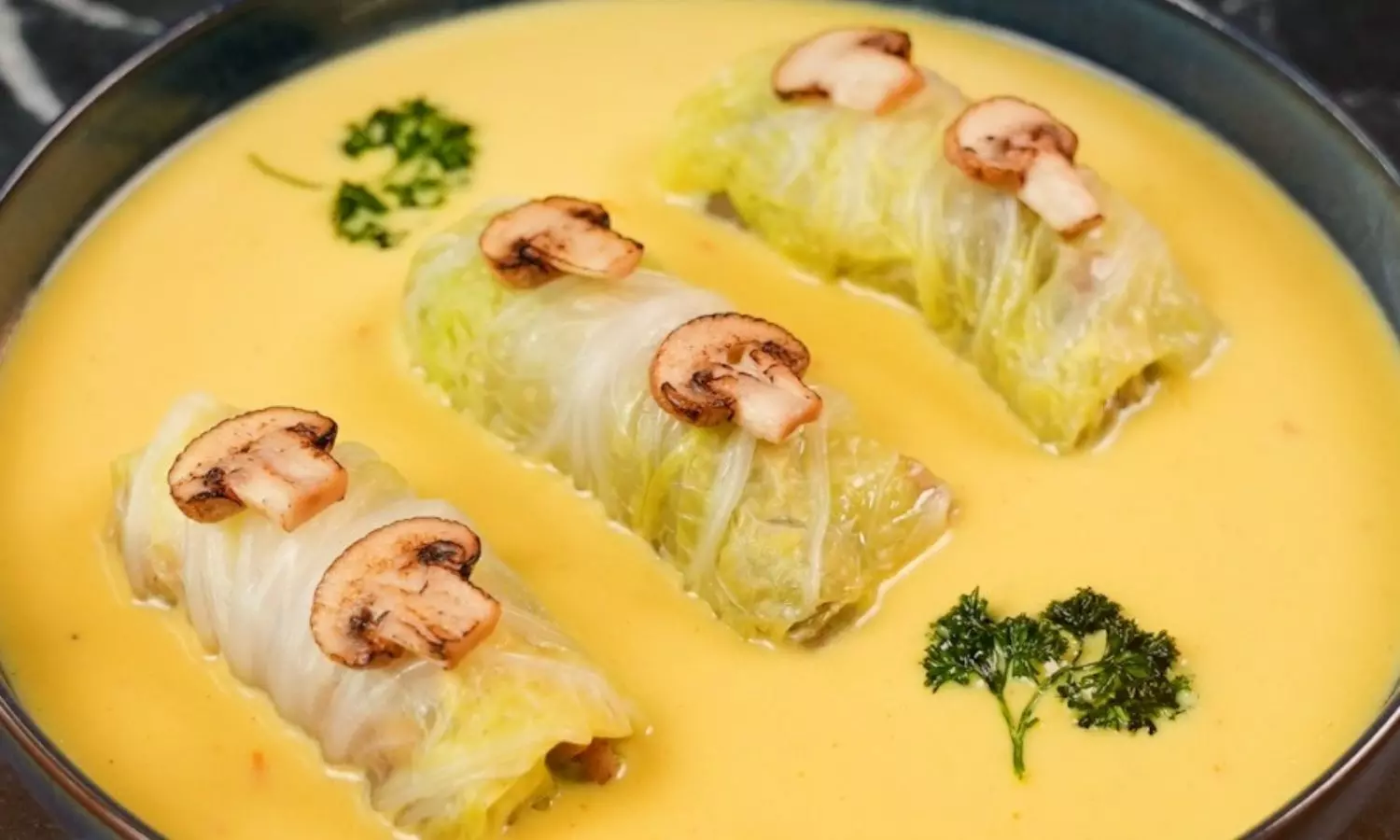 Stuffed Cabbage with Saffron Sauce