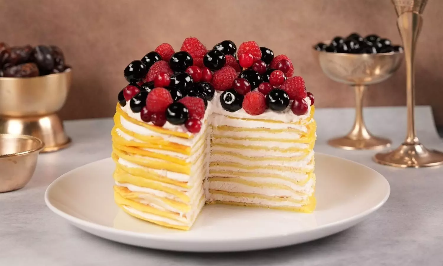 Malpua Crepe Cake with Rabri Cream